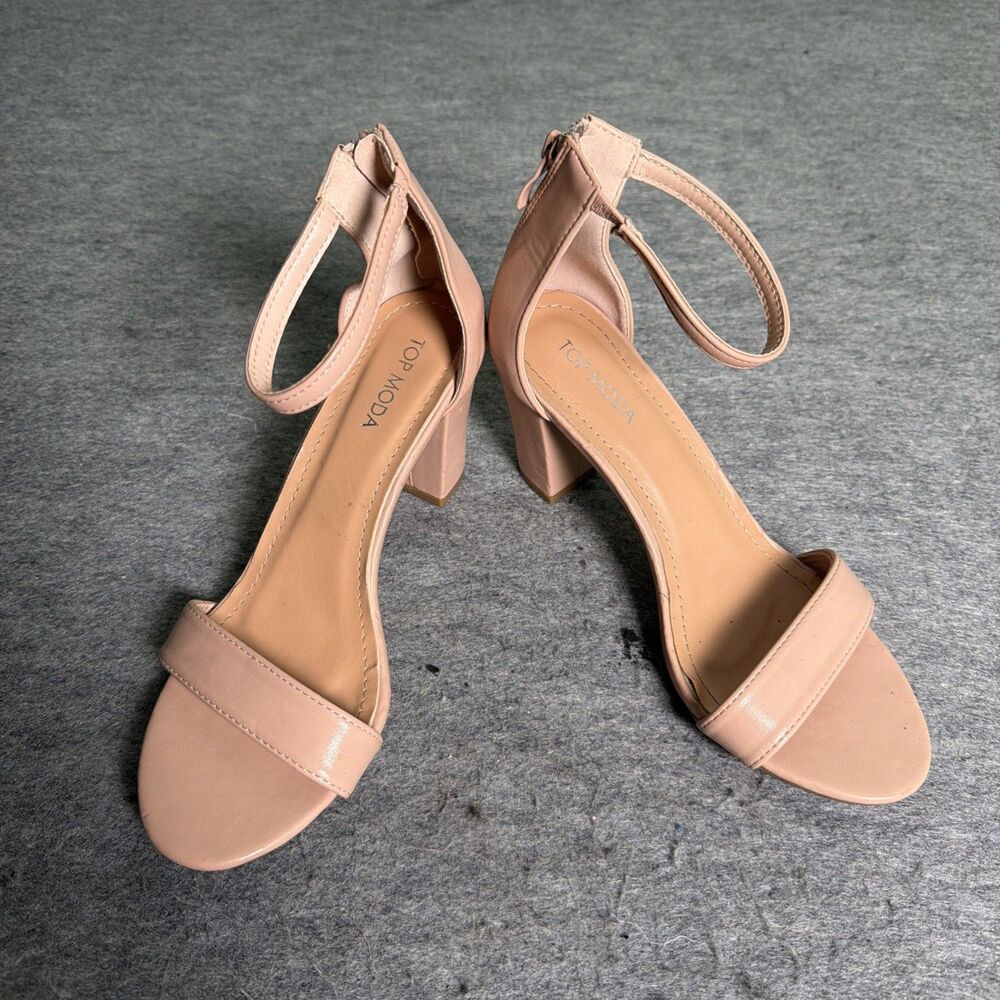 Top Moda Heels Block Beige - Size 8.5